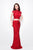 Primavera Couture - 1506 Laced Illusion High Neck Sheath Dress in Red