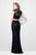 Primavera Couture - 1506 Laced Illusion High Neck Sheath Dress in Black
