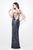 Primavera - 1513 Sequined V-Neck Sheath Dress in Blue