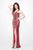Primavera - 1513 Sequined V-Neck Sheath Dress in Red