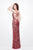 Primavera - 1513 Sequined V-Neck Sheath Dress in Red