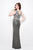 Primavera - 1573 Laced Deep V-Neck Sheath Dress in Gray