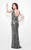 Primavera Couture - 1578 Brilliant Capsleeve Sequined Evening Dress in Gray