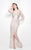 Primavera Couture - 1584 Shimmering Illusion High Slit Evening Dress in Neutral