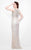 Primavera Couture - 1584 Shimmering Illusion High Slit Evening Dress in Neutral