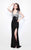 Primavera Couture - 1584 Shimmering Illusion High Slit Evening Dress in Black and Silver