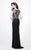 Primavera Couture - 1584 Shimmering Illusion High Slit Evening Dress in Black and Silver