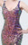 Primavera Couture - 9500 Sparkling V-Neck Cutout Evening Dress in Black and Purple