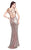 Primavera Couture - 9500 Sparkling V-Neck Cutout Evening Dress in Neutral