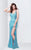 Primavera Couture - 9500 Sparkling V-Neck Cutout Evening Dress in Blue