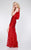 Primavera Couture - 9805 Cowl Back Halter Sequin Embellished Gown in Red