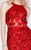 Primavera Couture - 9805 Cowl Back Halter Sequin Embellished Gown in Red