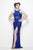 Primavera Couture - 9805 Cowl Back Halter Sequin Embellished Gown in Blue