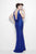 Primavera Couture - 9805 Cowl Back Halter Sequin Embellished Gown in Blue
