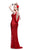 Primavera Couture - 9805 Cowl Back Halter Sequin Embellished Gown in Red