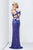 Primavera Couture - 9811 Sequined V-Neck Evening Dress in Blue
