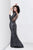 Primavera Couture - 9814 One-Sleeve Bedazzling Evening Gown in Black