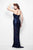 Primavera Couture - 9849 Strapless Sequined Gown with Zigzag Accents in Blue