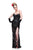 Primavera Couture - 9849 Strapless Sequined Gown with Zigzag Accents in Black