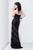 Primavera Couture - 9849 Strapless Sequined Gown with Zigzag Accents in Black