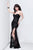 Primavera Couture - 9849 Strapless Sequined Gown with Zigzag Accents in Black