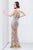 Primavera Couture - 9849 Strapless Sequined Gown with Zigzag Accents in Neutral