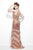 Primavera Couture - 9849 Strapless Sequined Gown with Zigzag Accents in Pink