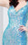 Primavera Couture - 9865 Flashing V-Neck Sequined Evening Gown in Blue