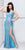 Primavera Couture - 9865 Flashing V-Neck Sequined Evening Gown in Blue