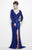 Primavera Couture - 9930 Sequined Gown with Sheer Accents in Blue