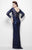 Primavera Couture - 9930 Sequined Gown with Sheer Accents in Blue