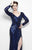 Primavera Couture - 9930 Sequined Gown with Sheer Accents in Blue