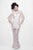 Primavera Couture - 9931 Sheer Sequined Bellsleeve Evening Gown in Neutral and White
