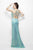 Primavera Couture - 9946 Plunging V-Neck Sequined Evening Gown  in Blue