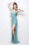 Primavera Couture - 9946 Plunging V-Neck Sequined Evening Gown in Blue