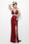 Primavera Couture - 9958 Bejeweled V-Neck Cutout Evening Gown in Blue in Red
