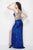 Primavera Couture - 9958 Bejeweled V-Neck Cutout Evening Gown in Blue