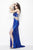 Primavera Couture - 9958 Bejeweled V-Neck Cutout Evening Gown in Blue