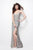Primavera - 9976 Glittering Haltered Evening Gown in Silver