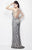 Primavera - 9976 Glittering Haltered Evening Gown in Silver