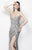 Primavera - 9976 Glittering Haltered Evening Gown in Silver