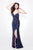 Primavera - 9976 Glittering Haltered Evening Gown in Blue