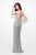 Primavera - 9976 Glittering Haltered Evening Gown in Silver