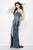 Primavera - 9982 Strapless Sequined Evening Gown in Blue
