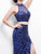 Primavera Couture - 9995 Bejeweled Two-Piece Evening Dress in Blue