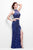 Primavera Couture - 9995 Bejeweled Two-Piece Evening Dress in Blue