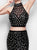Primavera Couture - 9995 Bejeweled Two-Piece Evening Dress in Black