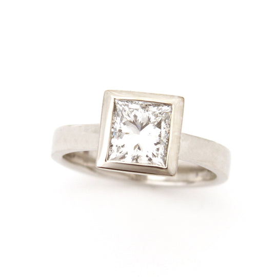 Princess Diamond Bezel Setting Engagement Ring