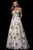 51818 Floral Print Brocade Semi-Sweetheart Ballgown