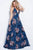 58646 Multicolored Floral Sequins Halter Prom Gown